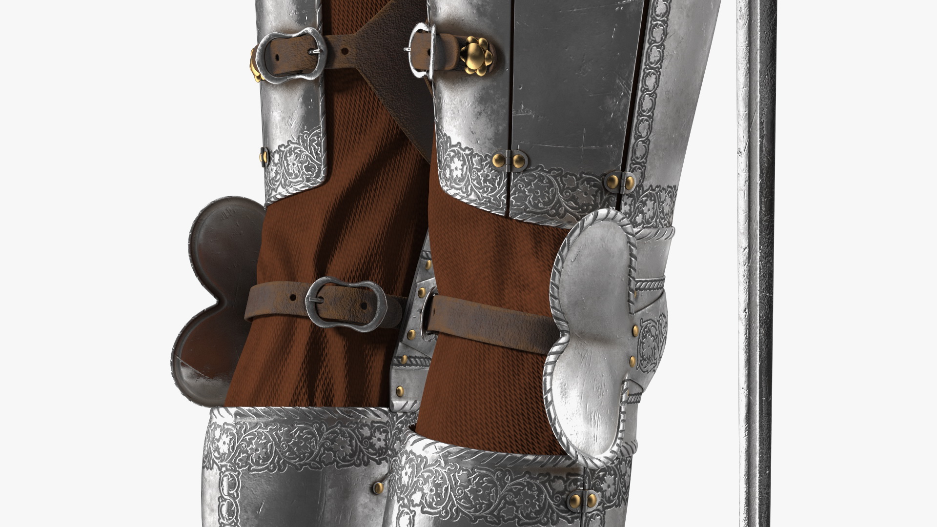 3D Medieval Knight Plate Armor Standing on Podium