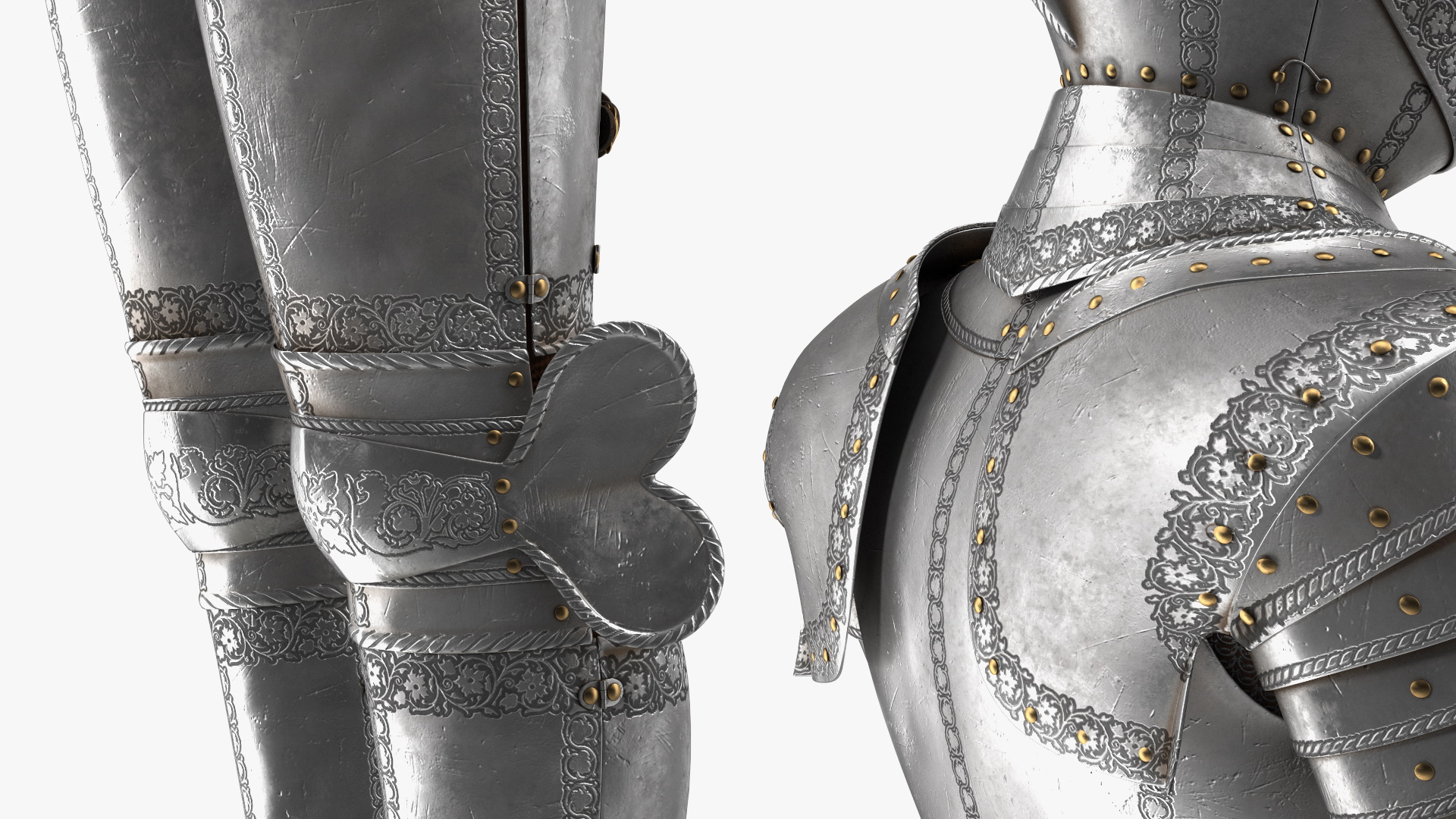 3D Medieval Knight Plate Armor Standing on Podium