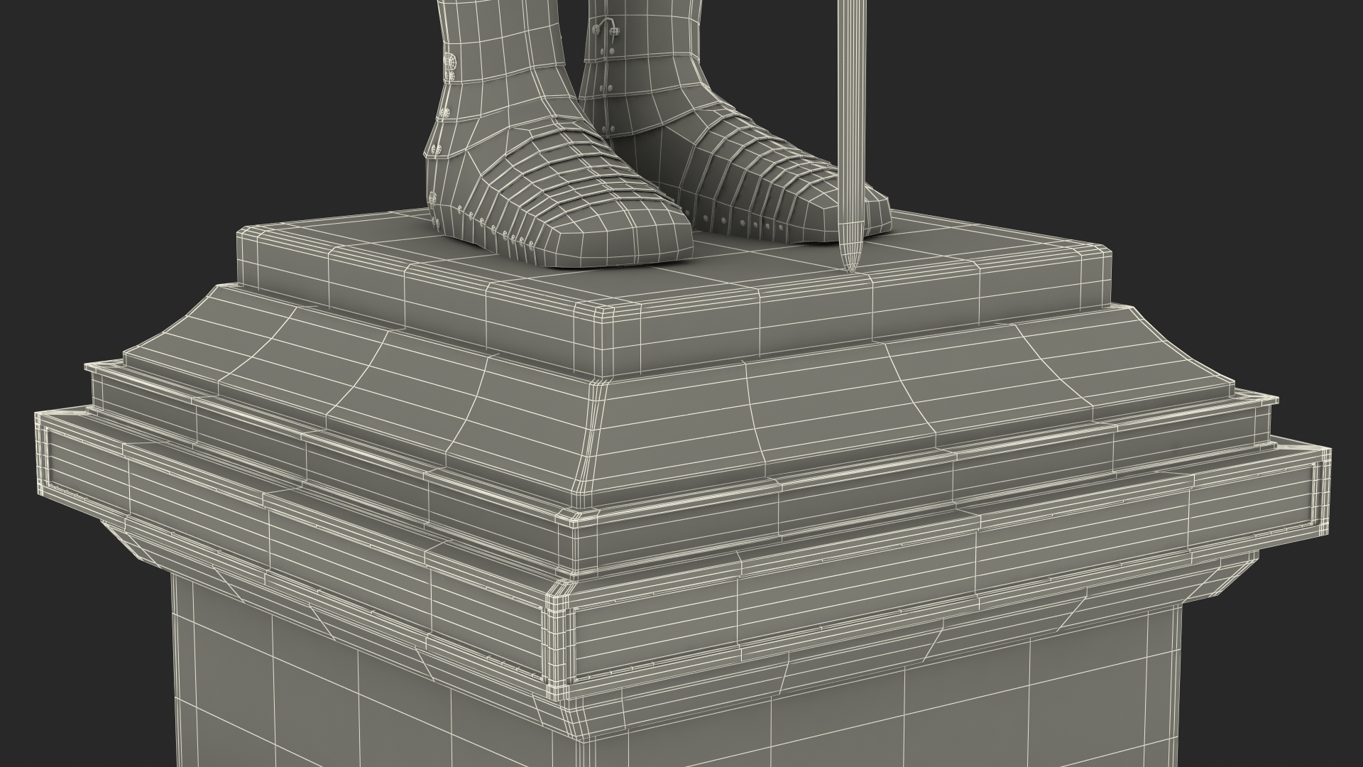 3D Medieval Knight Plate Armor Standing on Podium