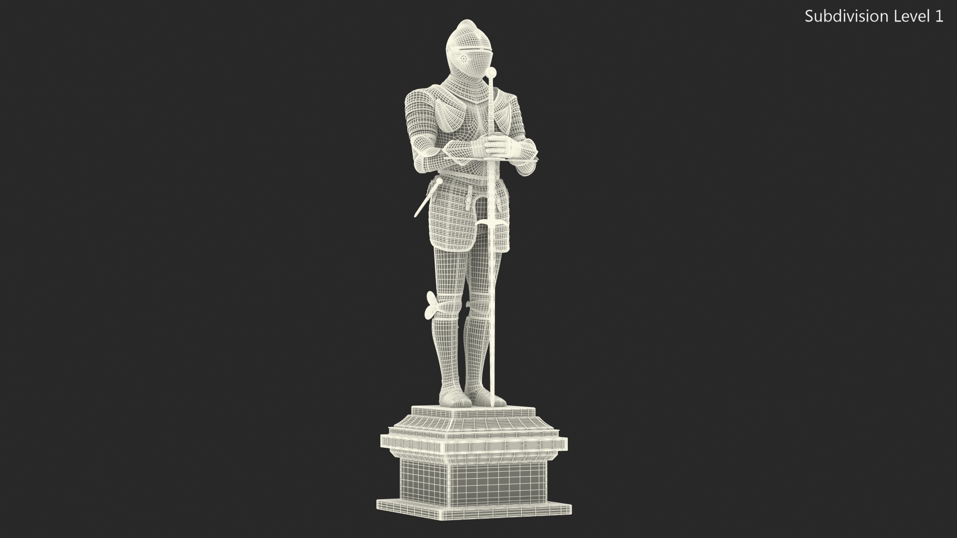 3D Medieval Knight Plate Armor Standing on Podium
