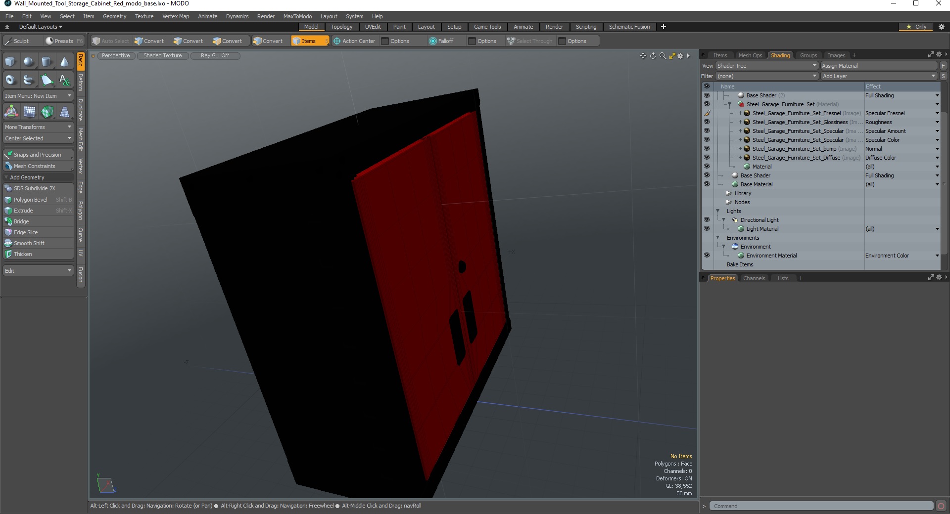 Wall Mounted Tool Storage Cabinet Red 3D