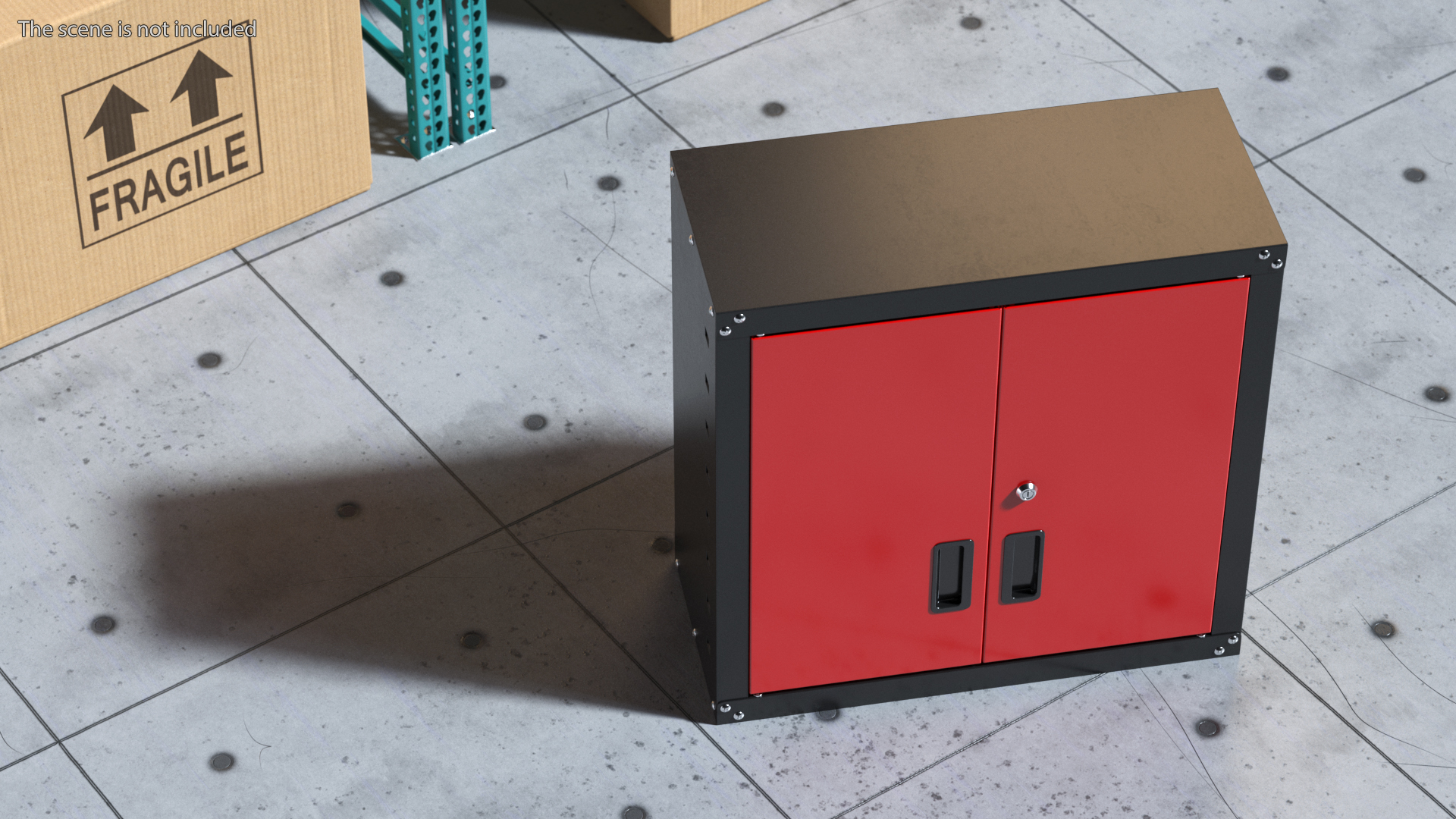 Wall Mounted Tool Storage Cabinet Red 3D