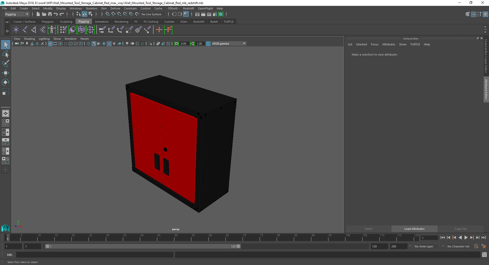 Wall Mounted Tool Storage Cabinet Red 3D
