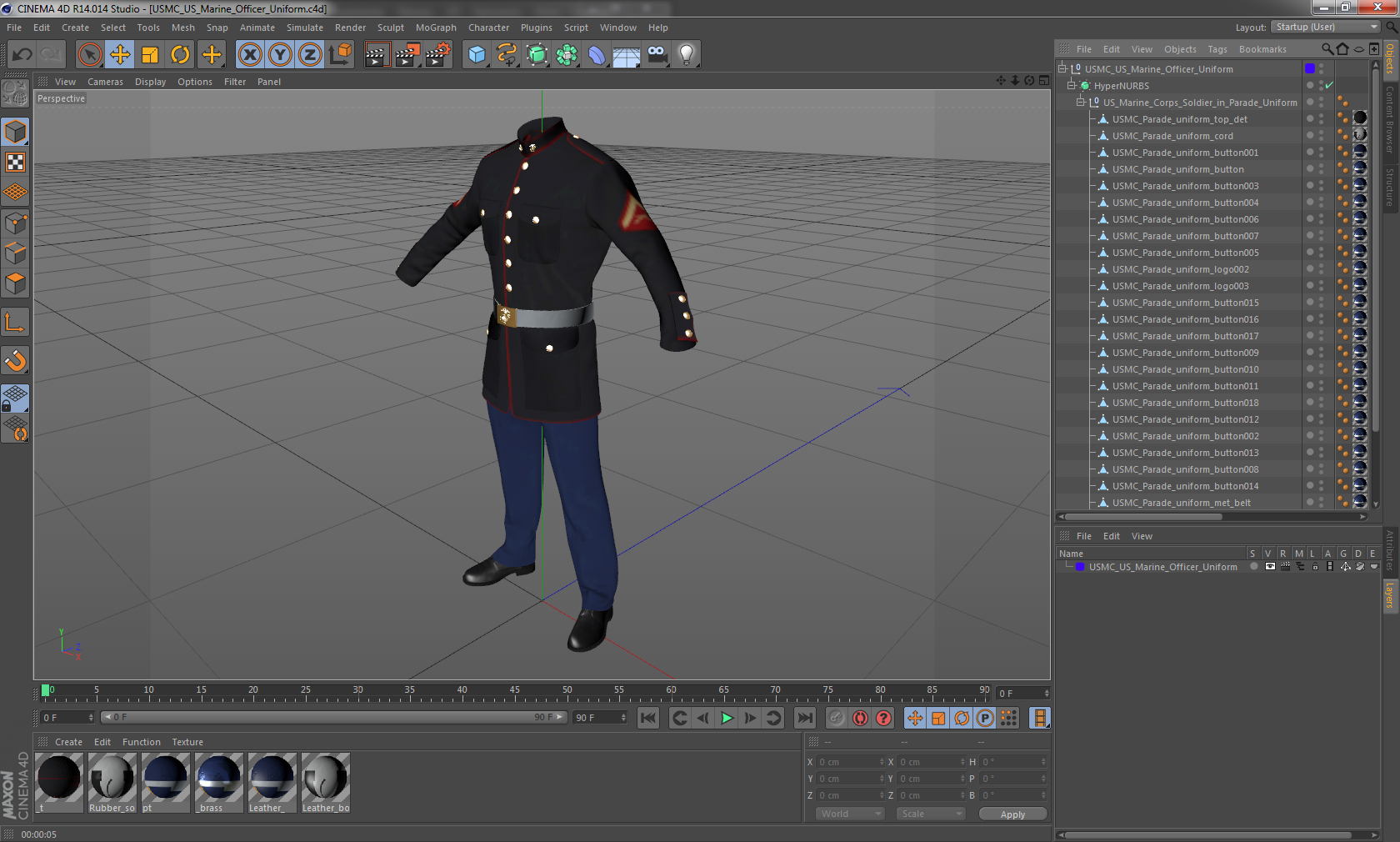 3D model USMC US Marine Officer Uniform