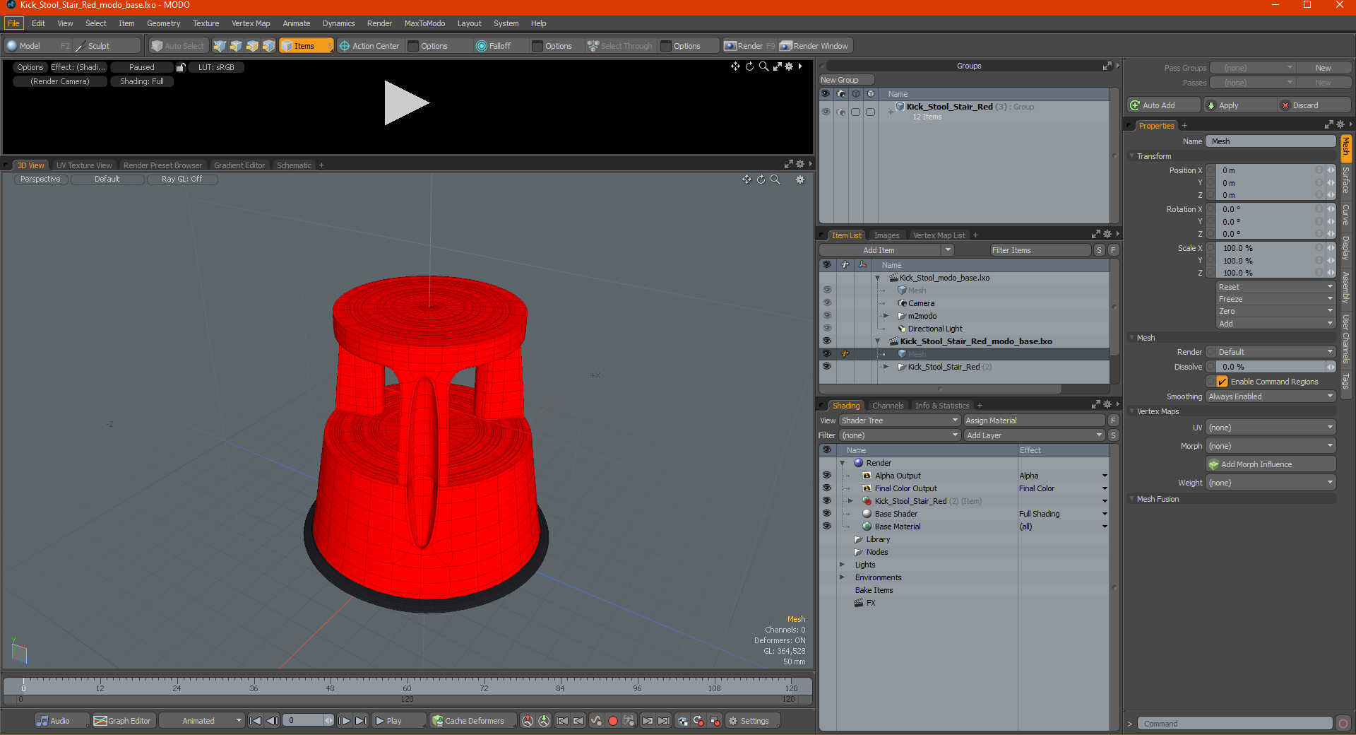 3D model Kick Stool Stair Red