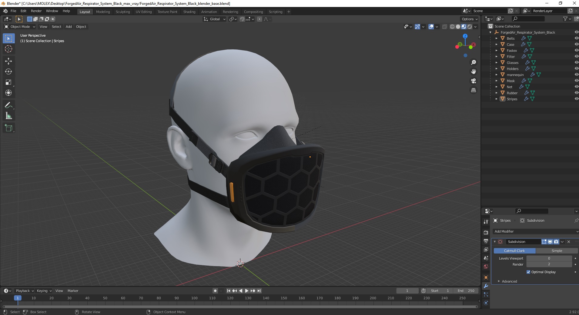 3D ForgedAir Respirator System Black model