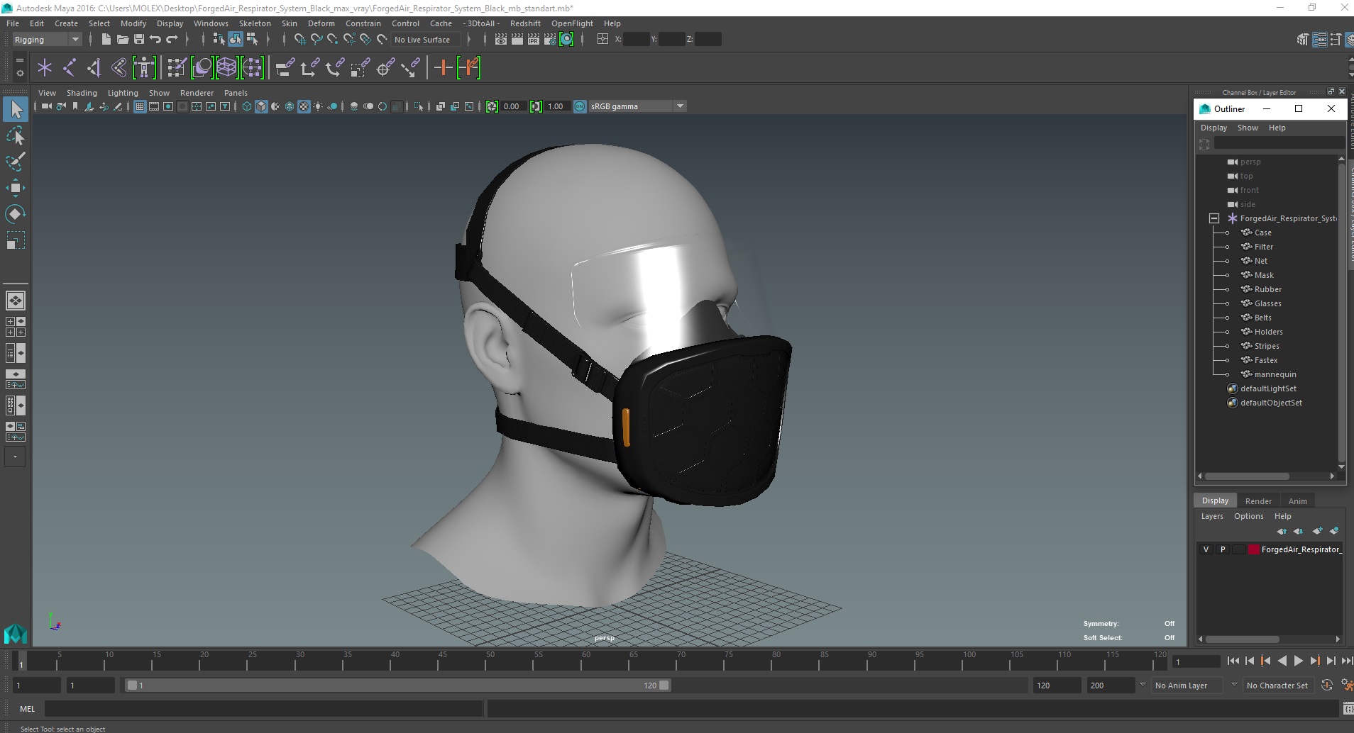 3D ForgedAir Respirator System Black model