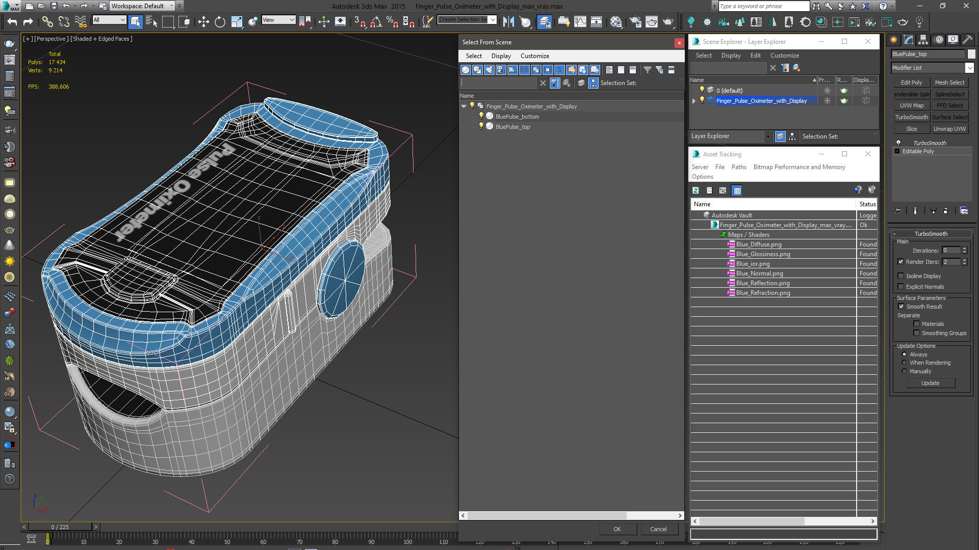Finger Pulse Oximeter with Display 3D model