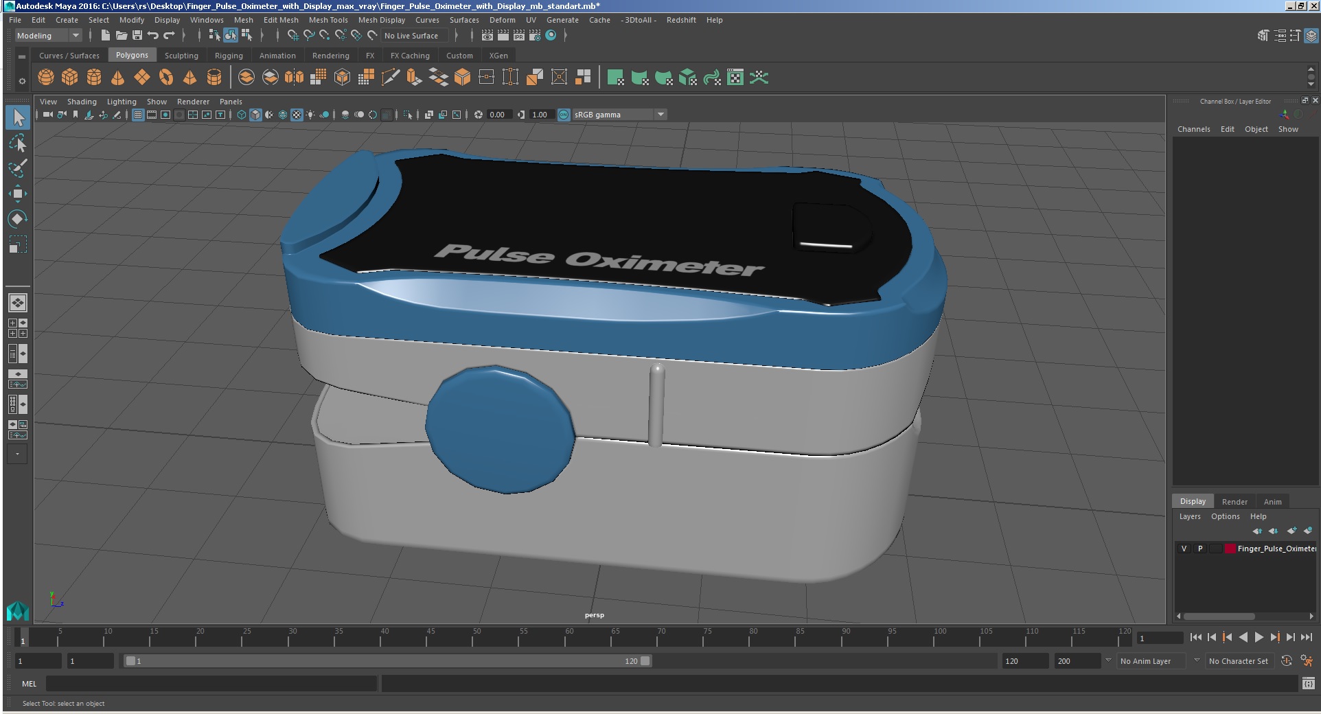 Finger Pulse Oximeter with Display 3D model
