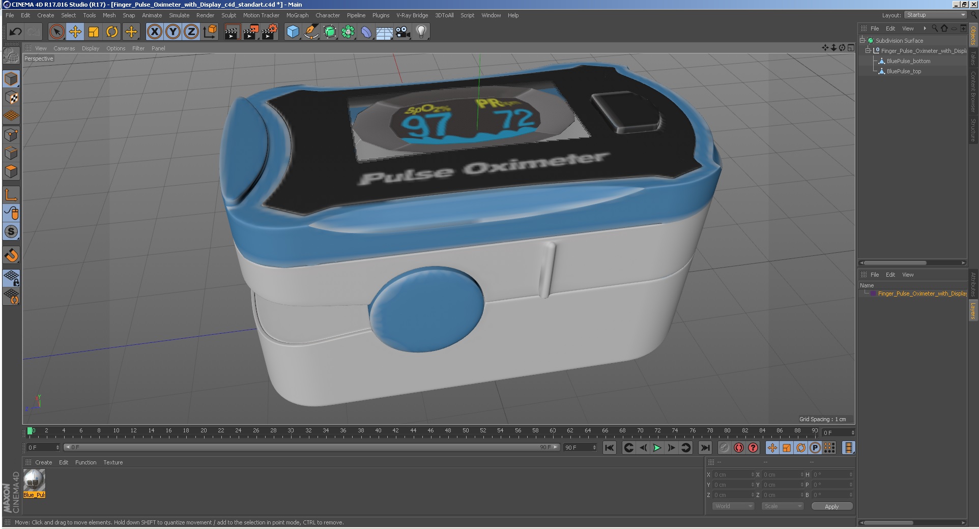 Finger Pulse Oximeter with Display 3D model