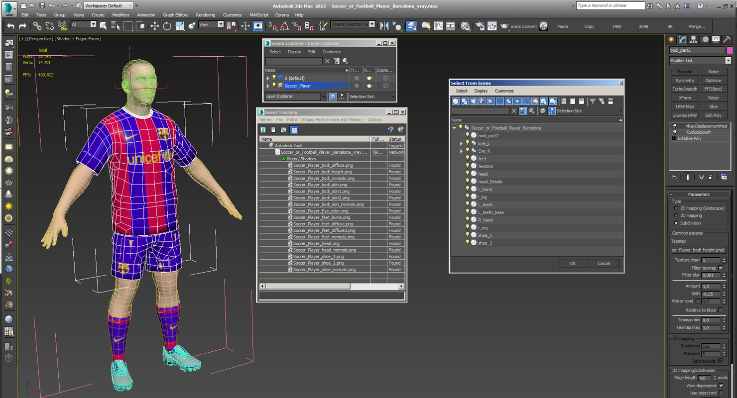 3D model Soccer or Football Player Barcelona