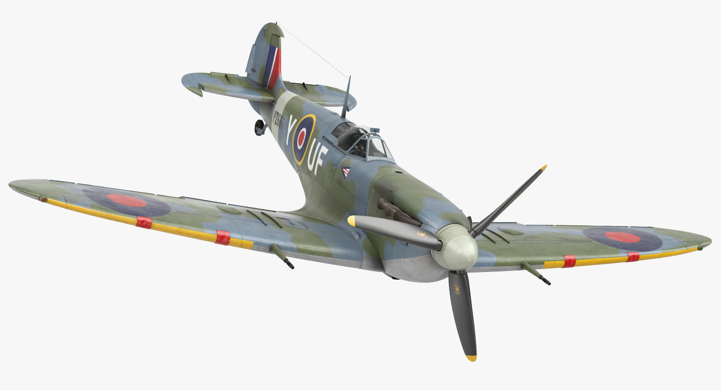 British WWII Fighter Aircraft Supermarine Spitfire Rigged 3D