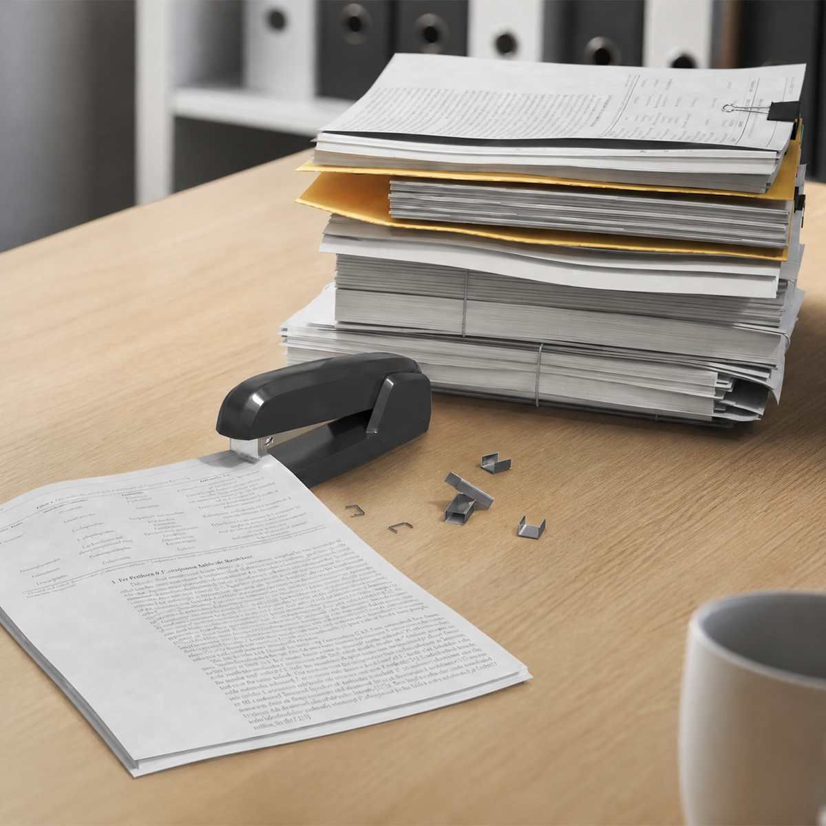 Office Stapler with Document Stack Black 3D model preview