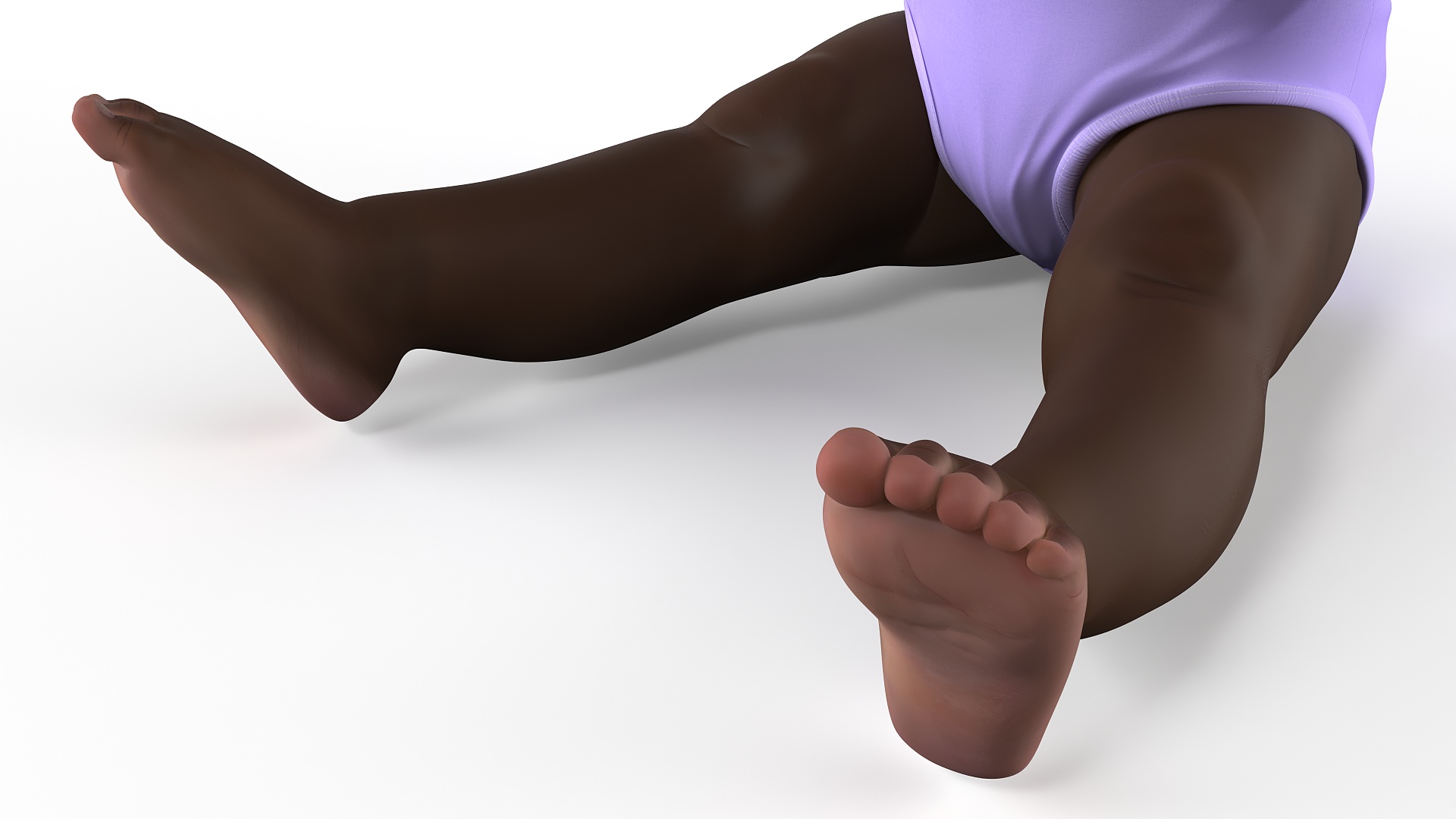 3D African Baby Girl Wearing Bodysuit Sitting Fur