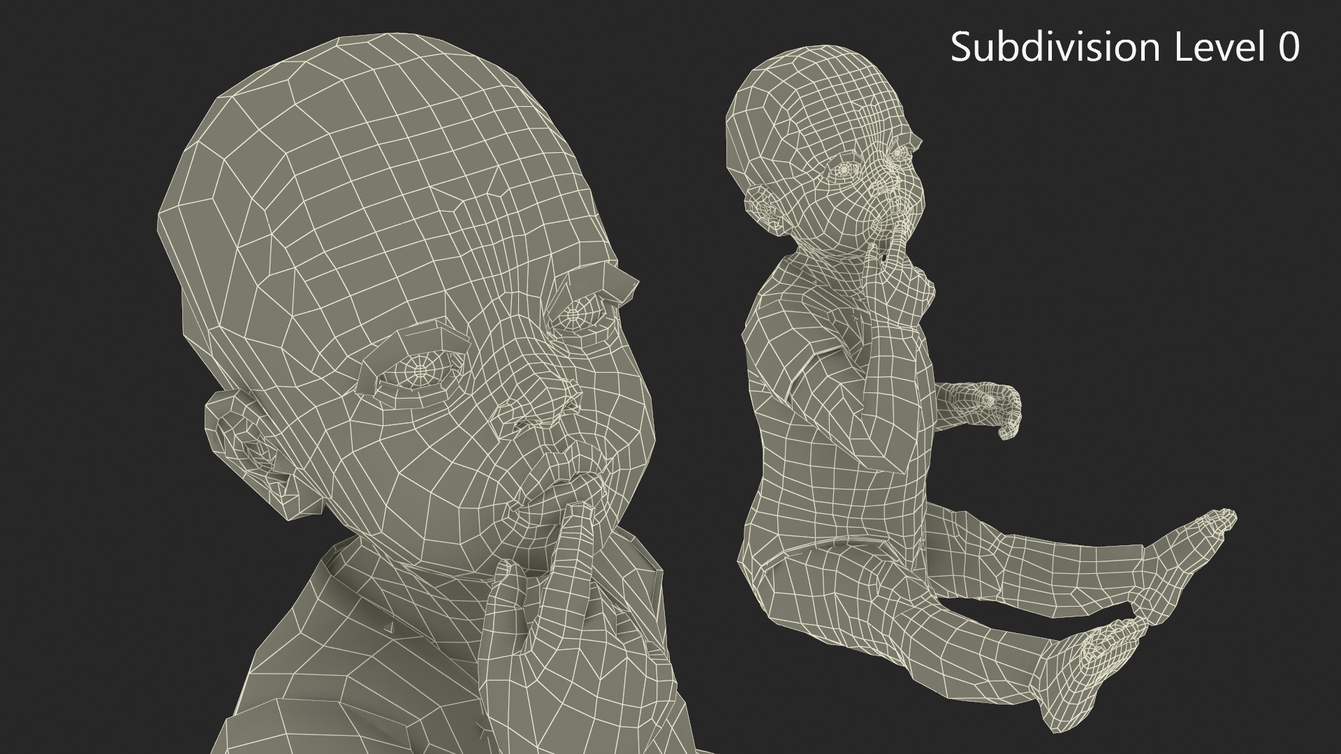 3D African Baby Girl Wearing Bodysuit Sitting Fur