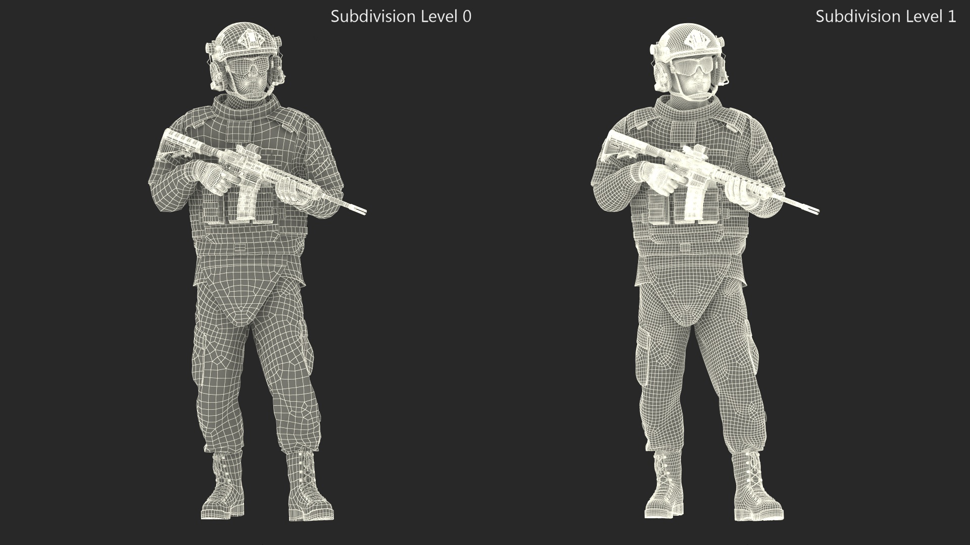 Fully Equipped Military Soldier in Green Camo Walking Fur 3D