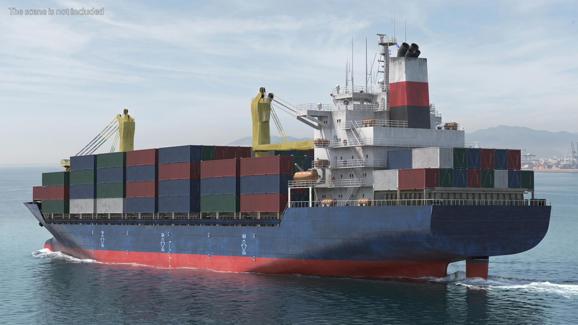 Maritime Freight Vessel with Containers - view 2