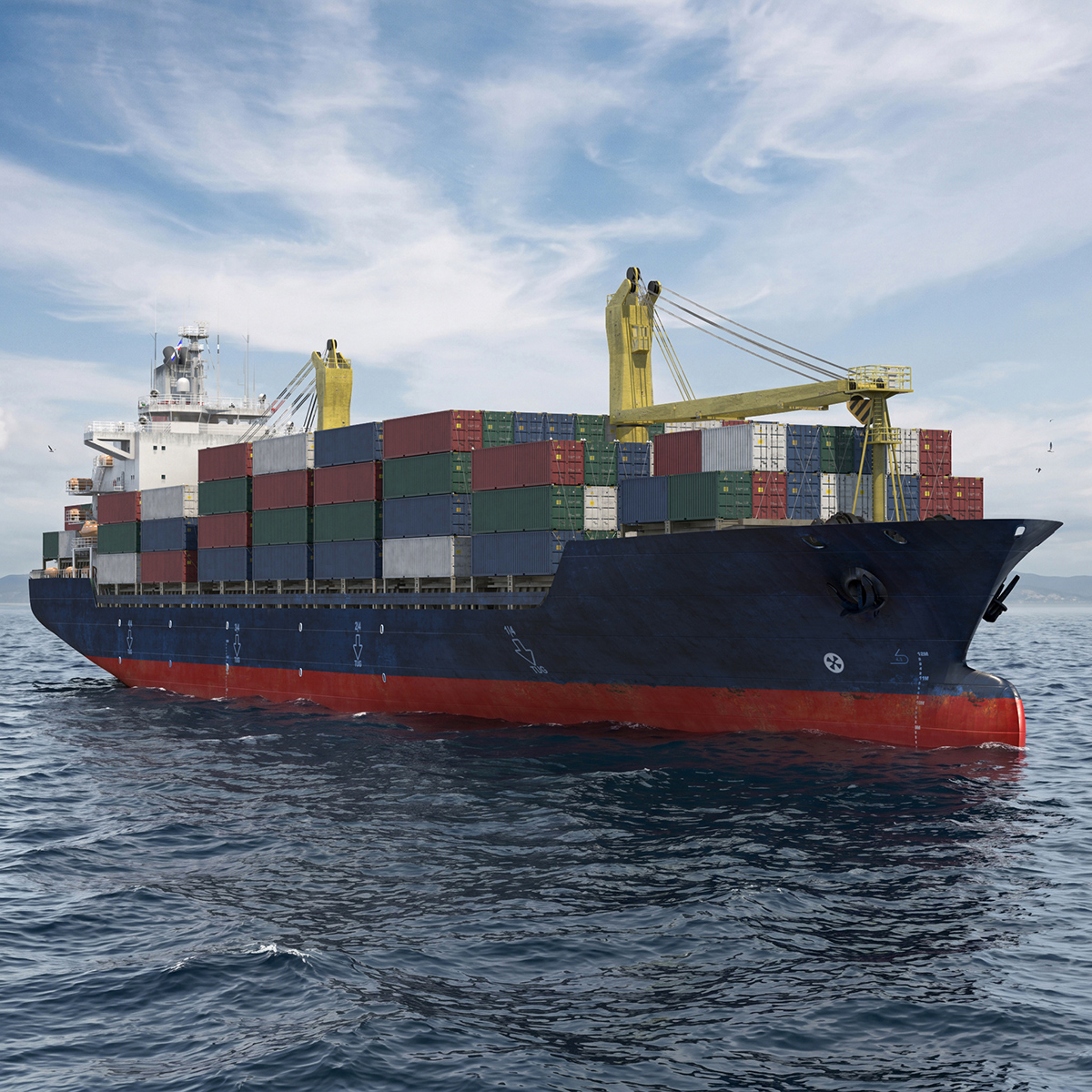 Maritime Freight Vessel with Containers 3D model preview