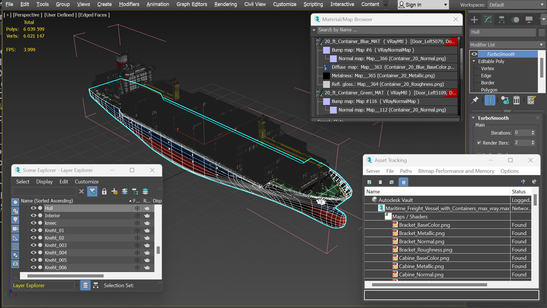 Maritime Freight Vessel with Containers - view 12