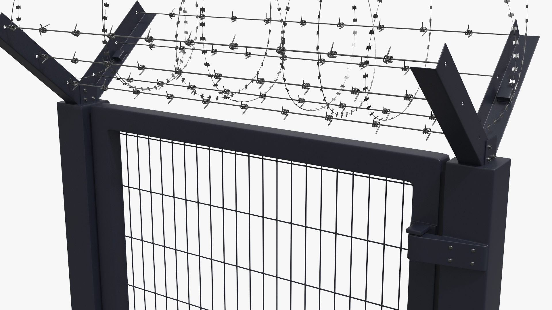High Security Fence Set with Razor Wire Black, view 3