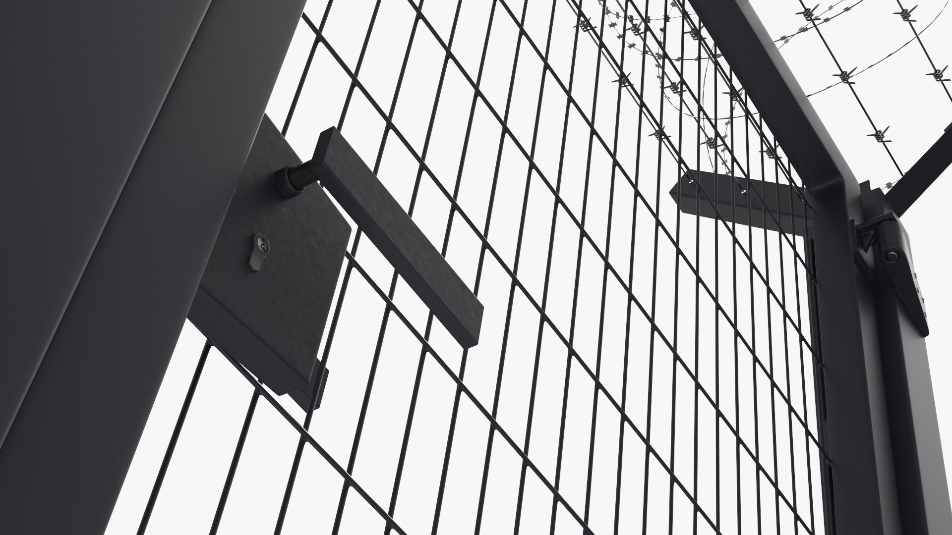 High Security Fence Set with Razor Wire Black, view 5