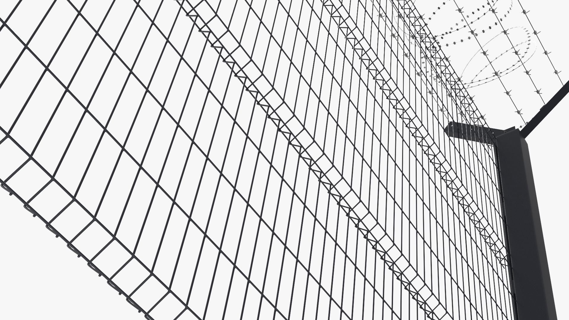 High Security Fence Set with Razor Wire Black, view 10