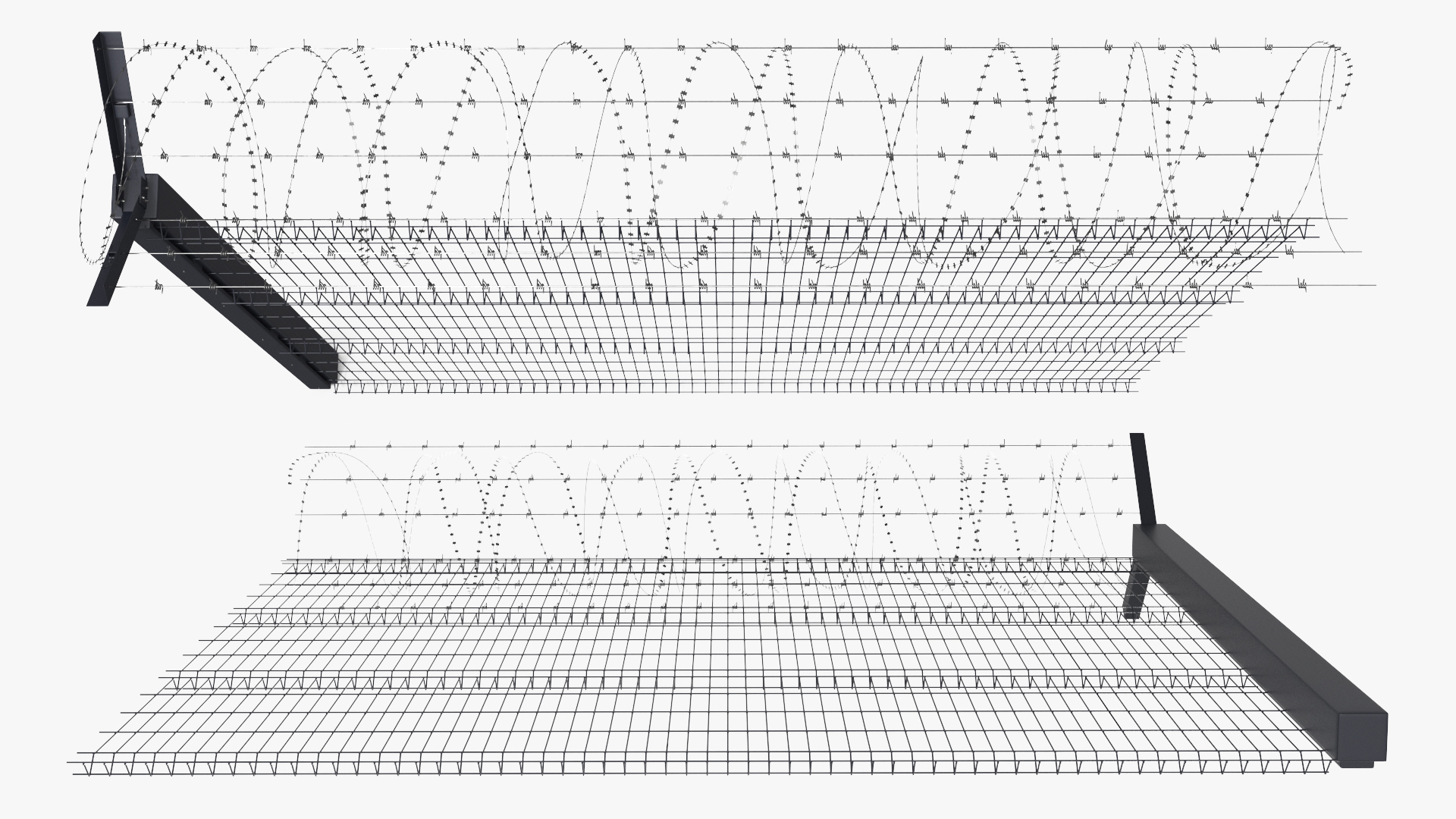 High Security Fence Set with Razor Wire Black, view 7