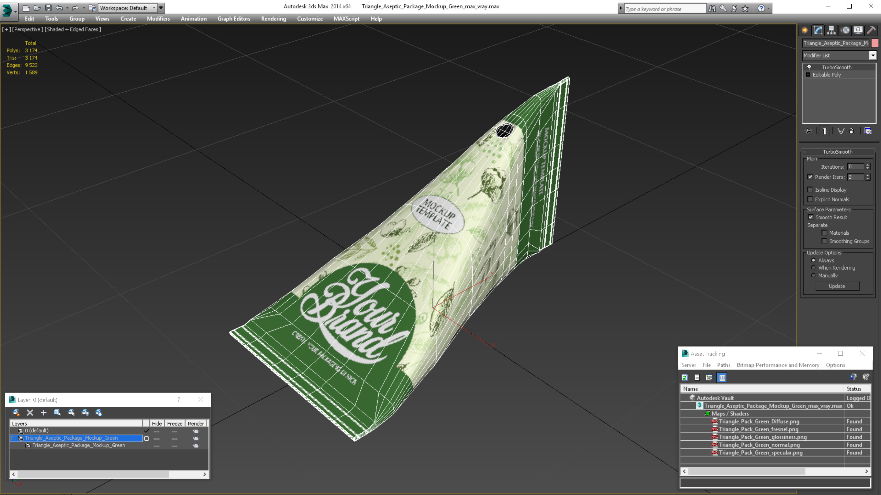 Triangle Aseptic Package Mockup Green 3D