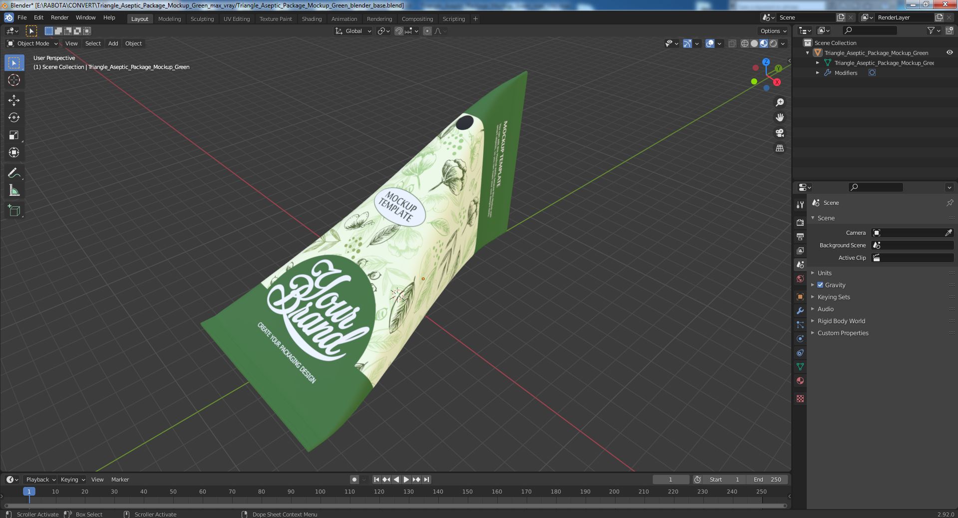 Triangle Aseptic Package Mockup Green 3D
