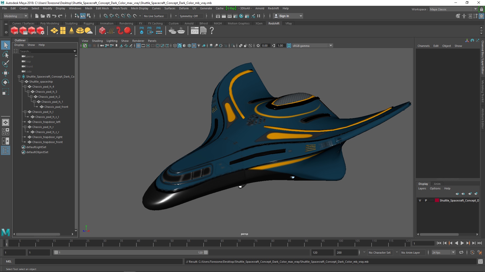 Shuttle Spacecraft Concept Dark Color 3D