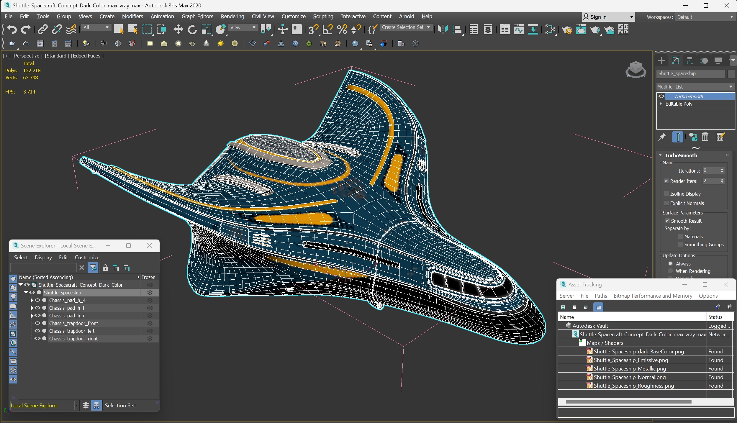 Shuttle Spacecraft Concept Dark Color 3D