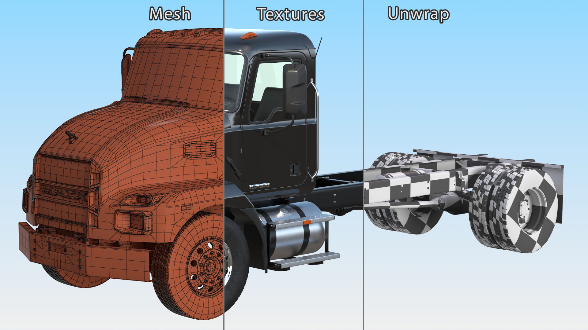 Mack MD6 Medium-Duty Truck Rigged for Maya 3D