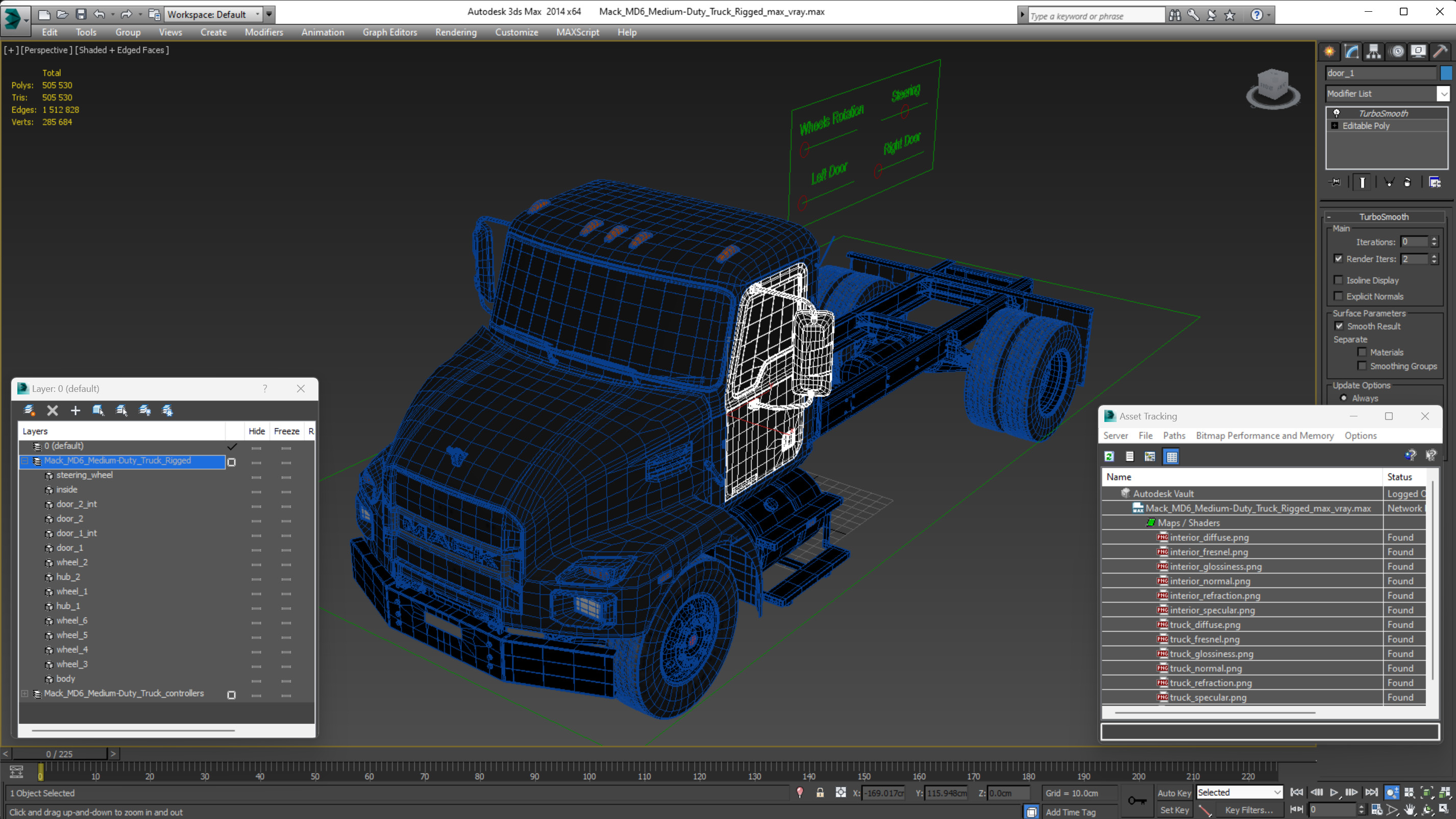 Mack MD6 Medium-Duty Truck Rigged for Maya 3D