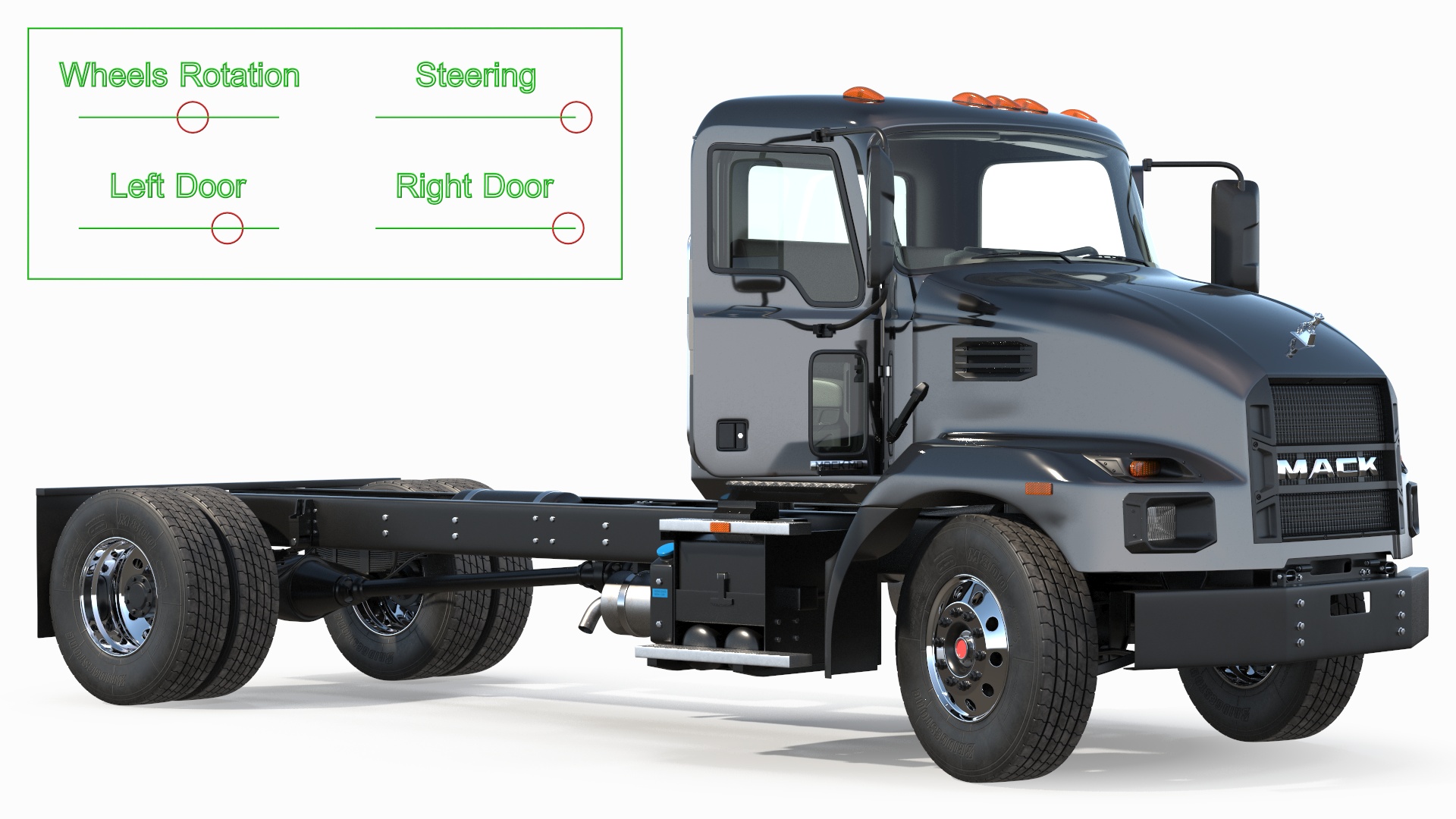 Mack MD6 Medium-Duty Truck Rigged for Maya 3D