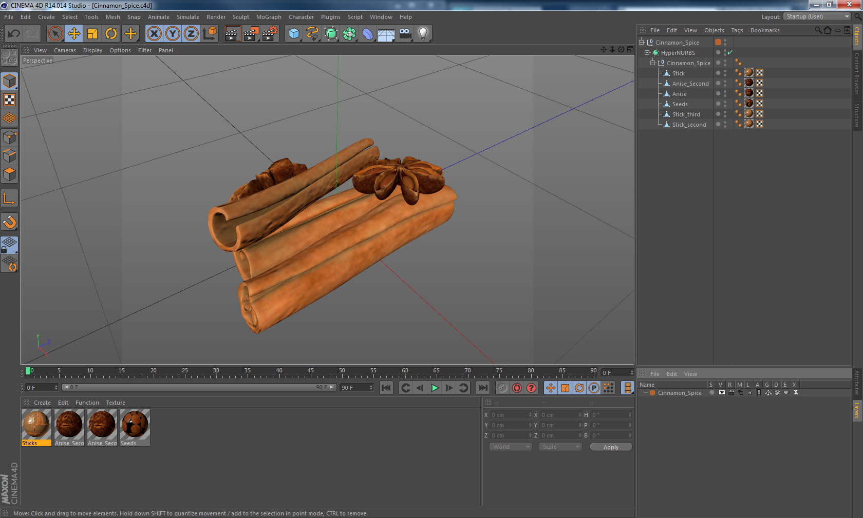 3D model Stick Cinnamon And Star Anise Spice