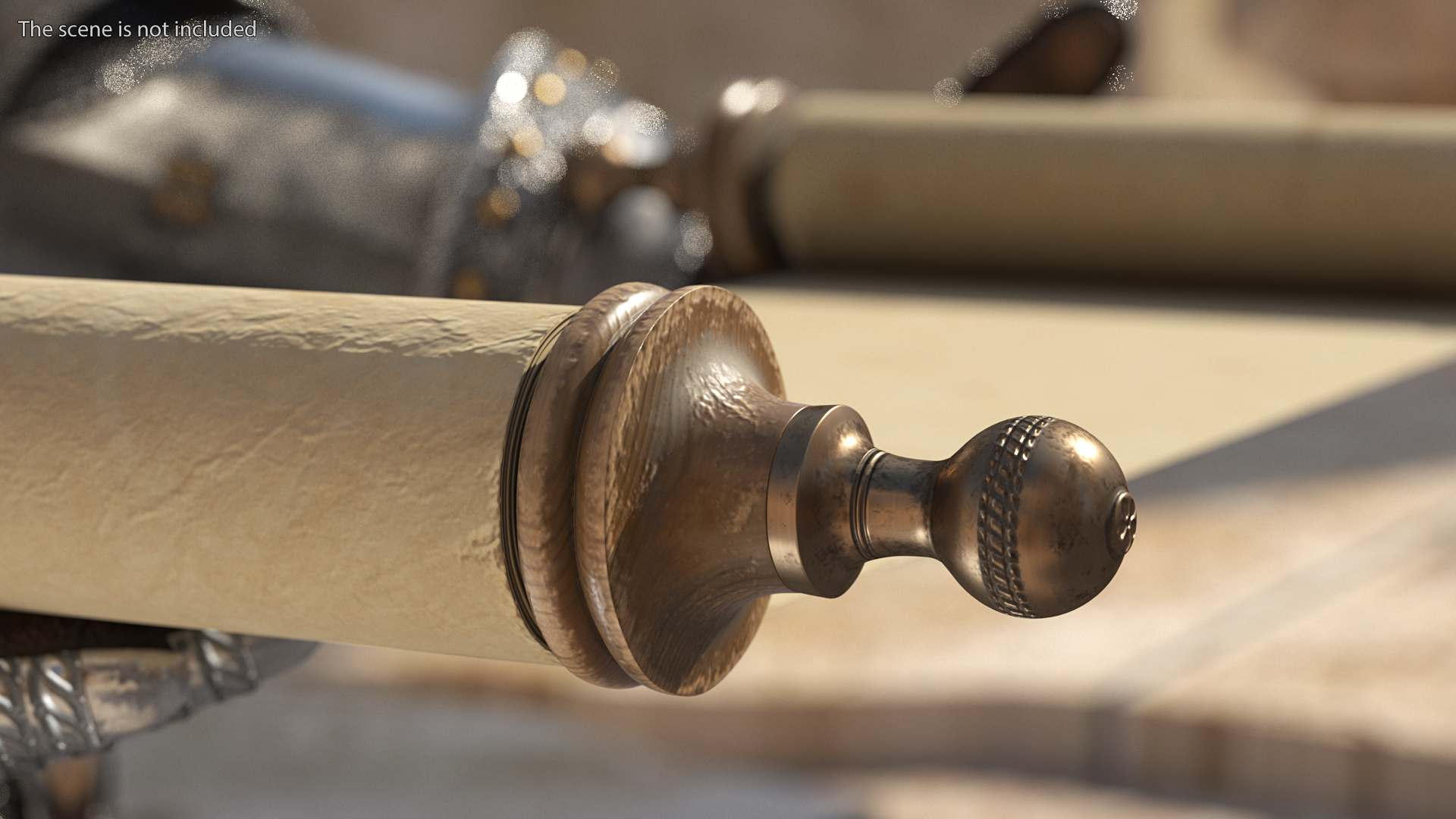 3D model Antique Unfolded Blank Paper Scroll