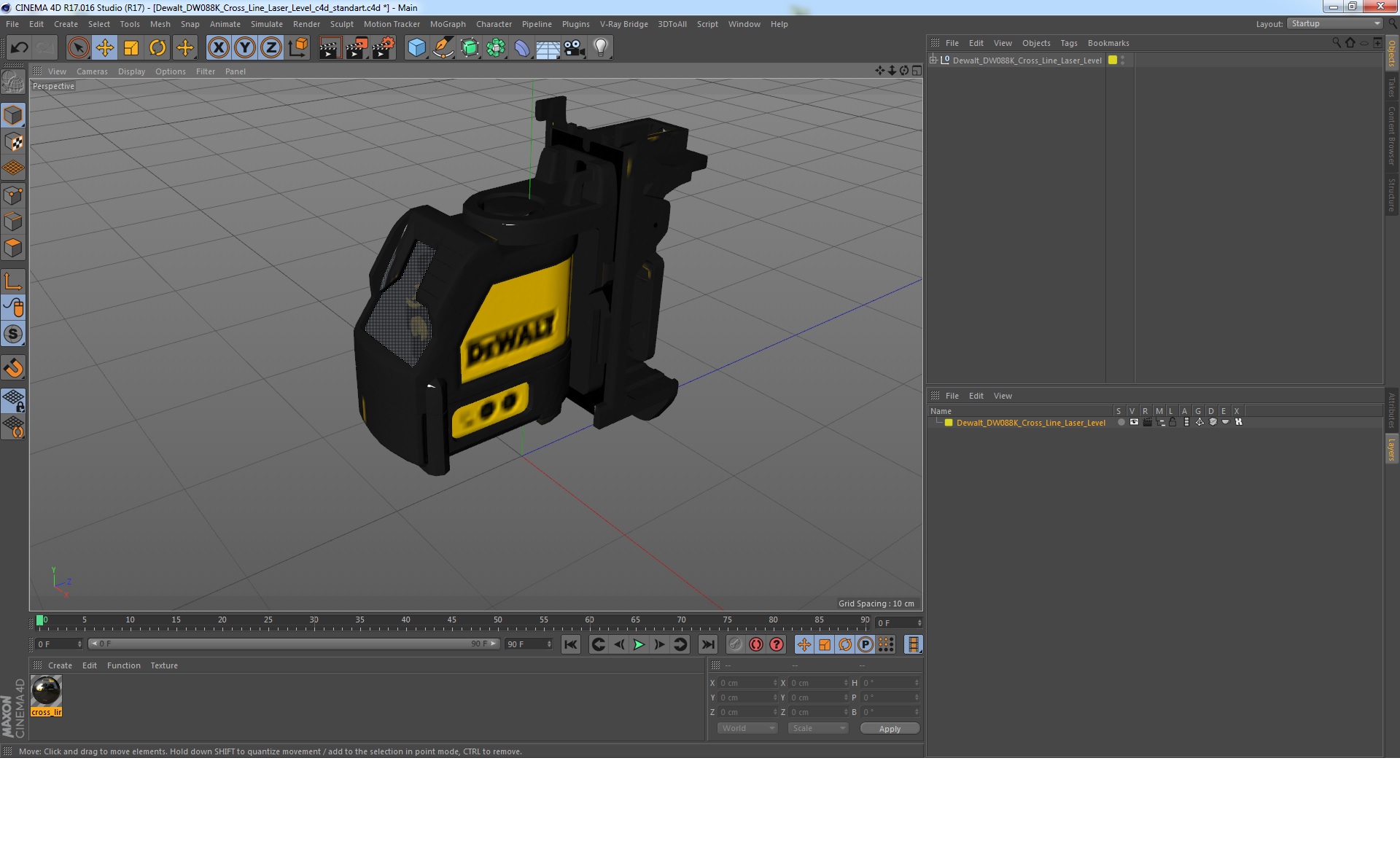 3D Dewalt DW088K Cross Line Laser Level