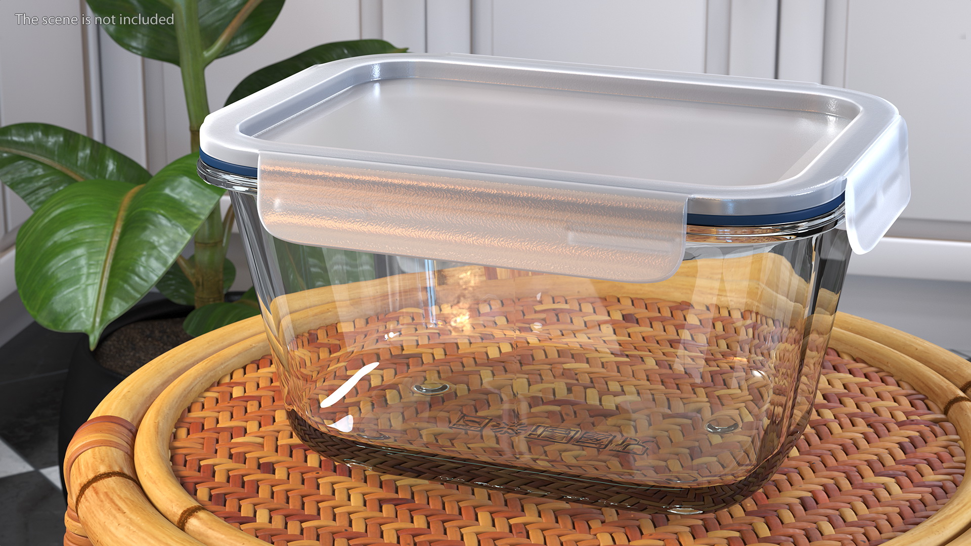 Rectangular Glass Clip Lock Food Container 1800ml 3D model