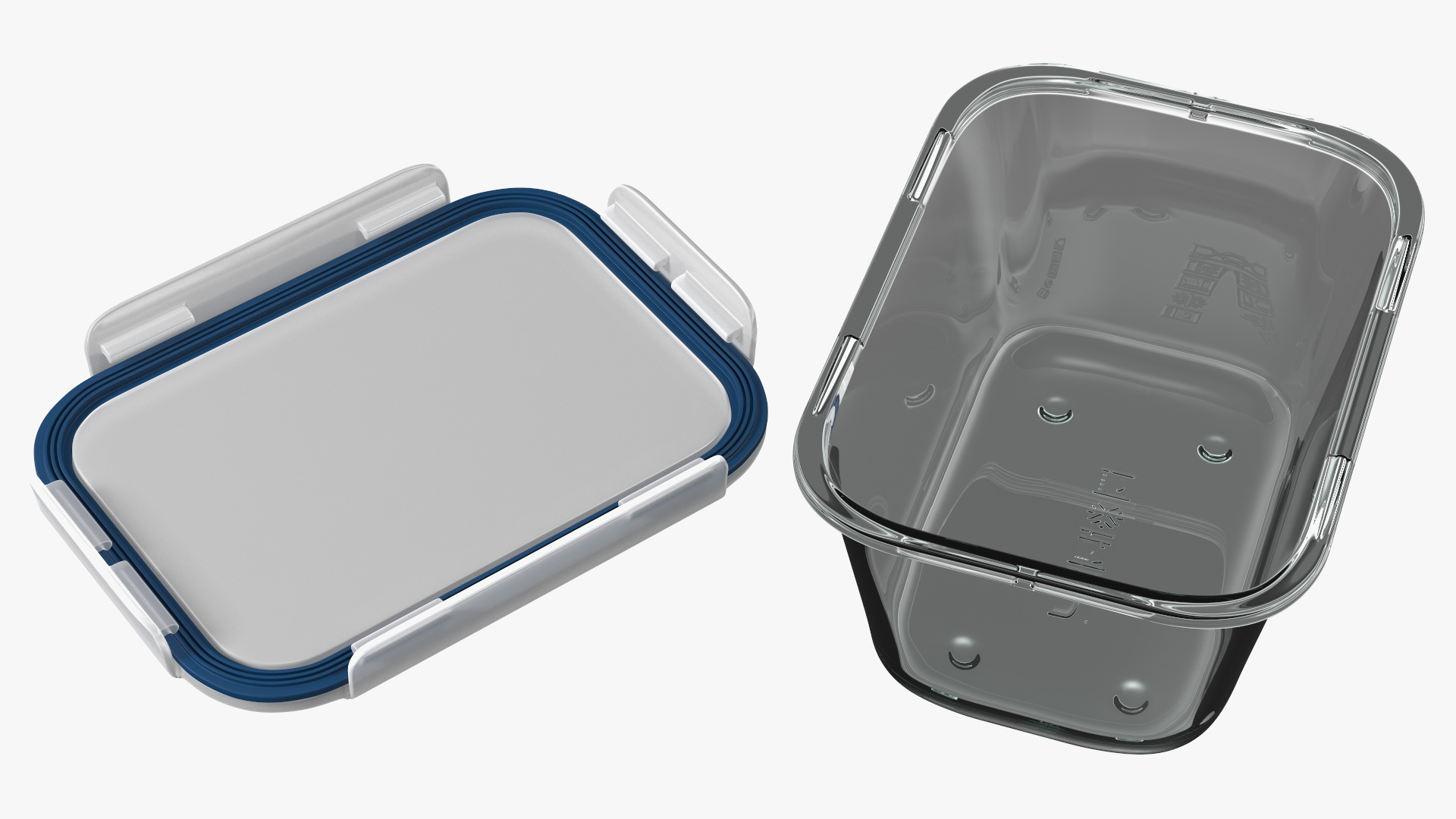 Rectangular Glass Clip Lock Food Container 1800ml 3D model