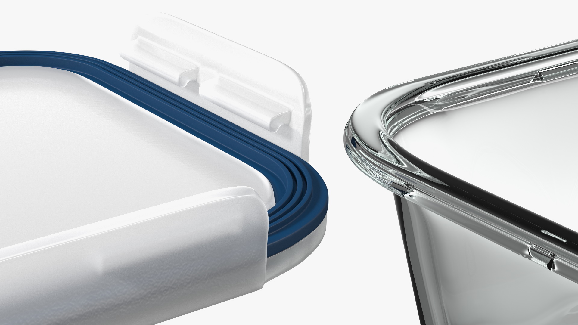 Rectangular Glass Clip Lock Food Container 1800ml 3D model