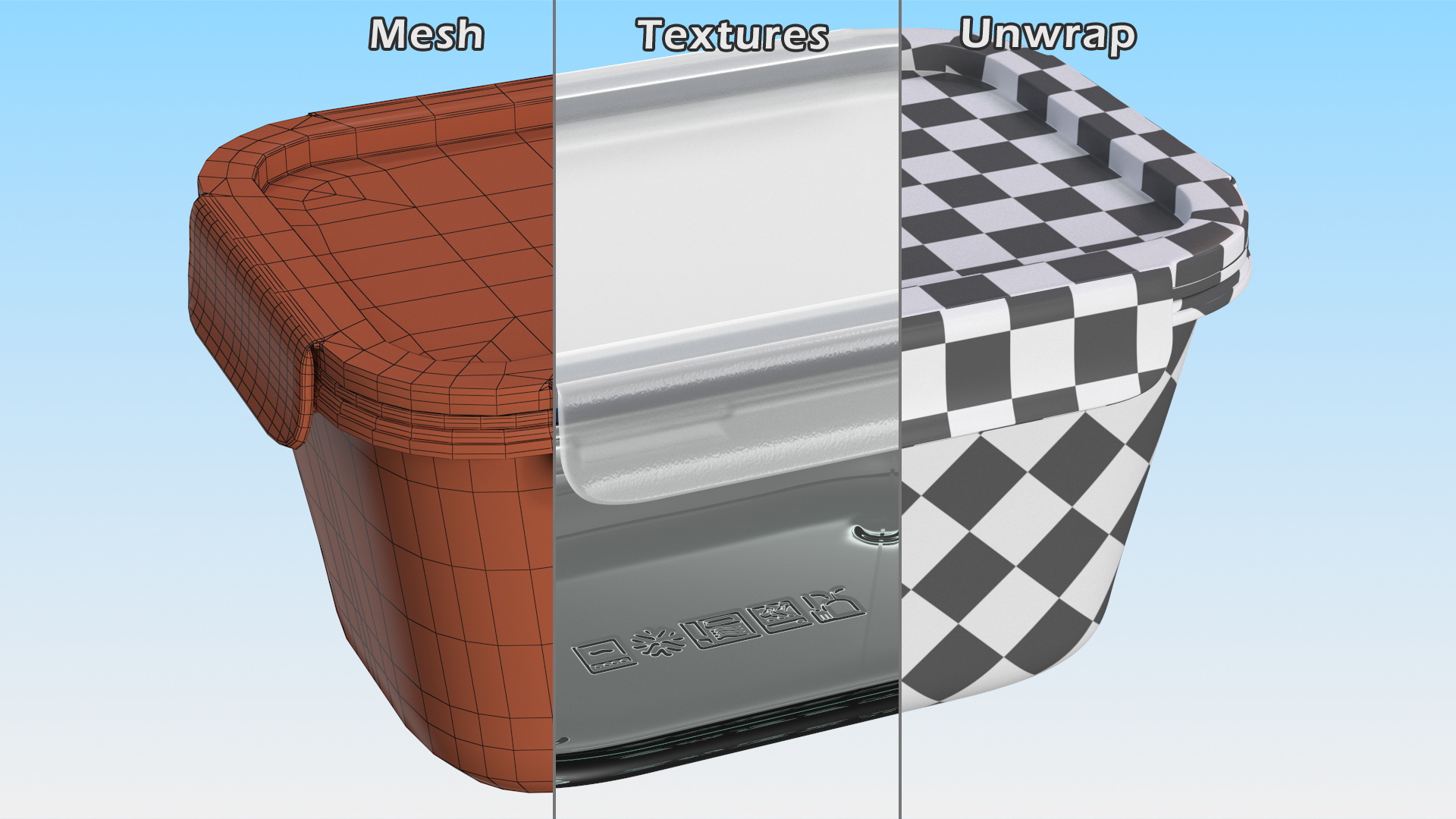 Rectangular Glass Clip Lock Food Container 1800ml 3D model