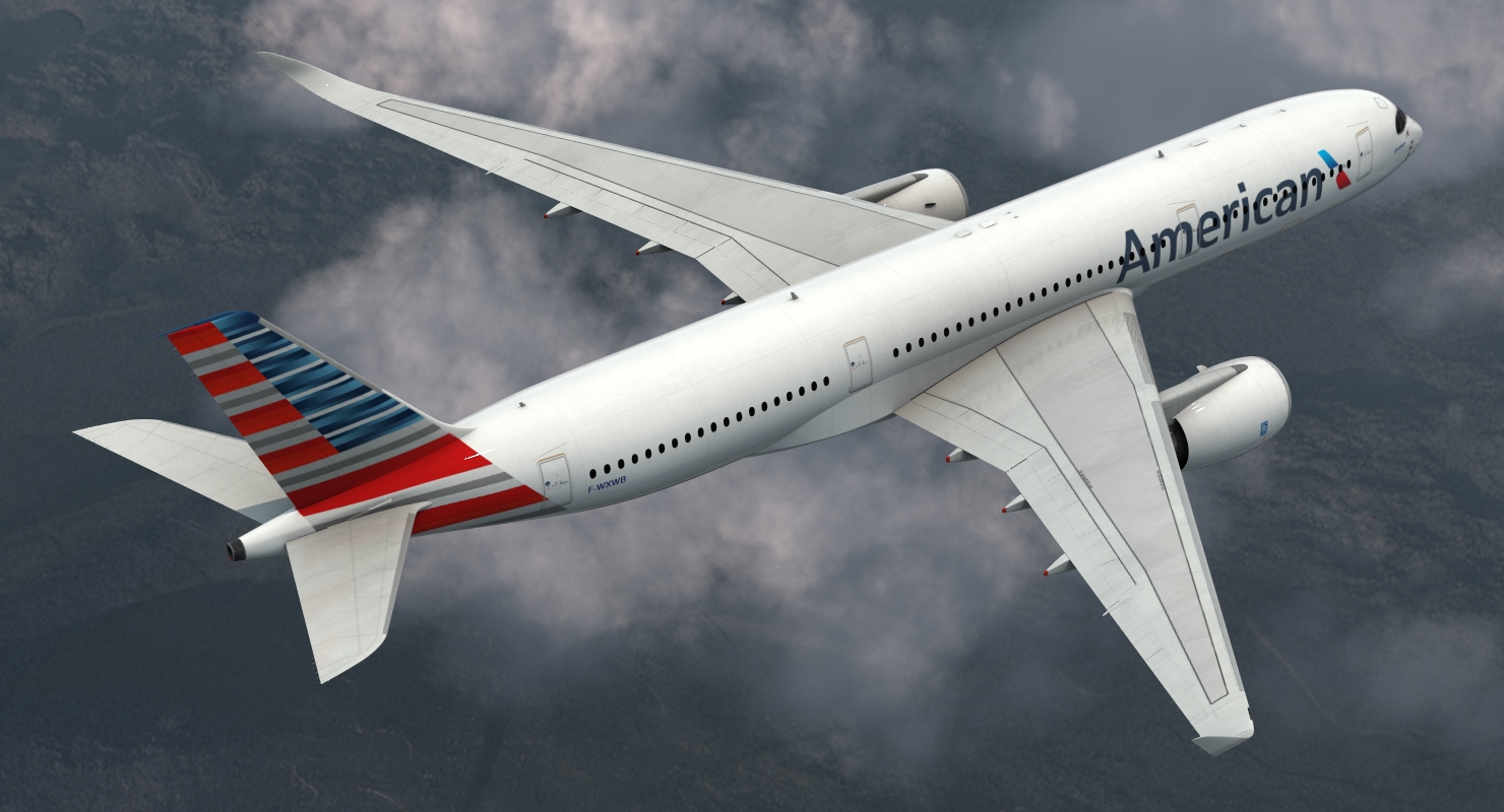3D model Airbus A350 900 American Airlines Rigged