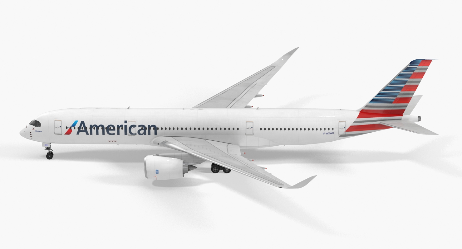 3D model Airbus A350 900 American Airlines Rigged