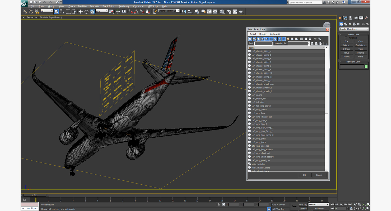 3D model Airbus A350 900 American Airlines Rigged