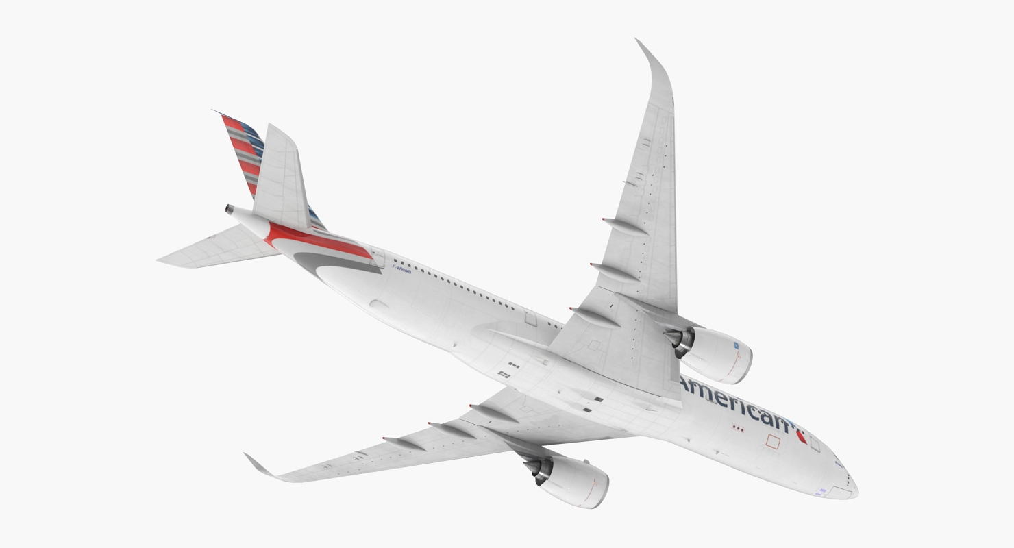 3D model Airbus A350 900 American Airlines Rigged