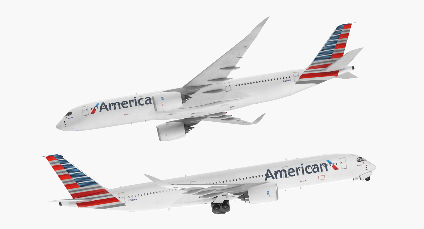 3D model Airbus A350 900 American Airlines Rigged