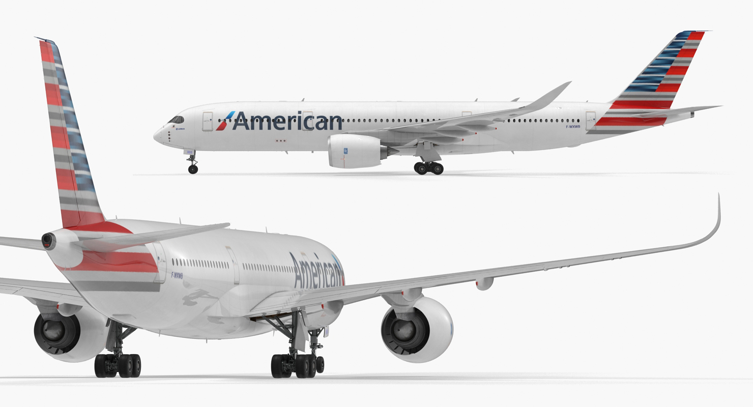 3D model Airbus A350 900 American Airlines Rigged