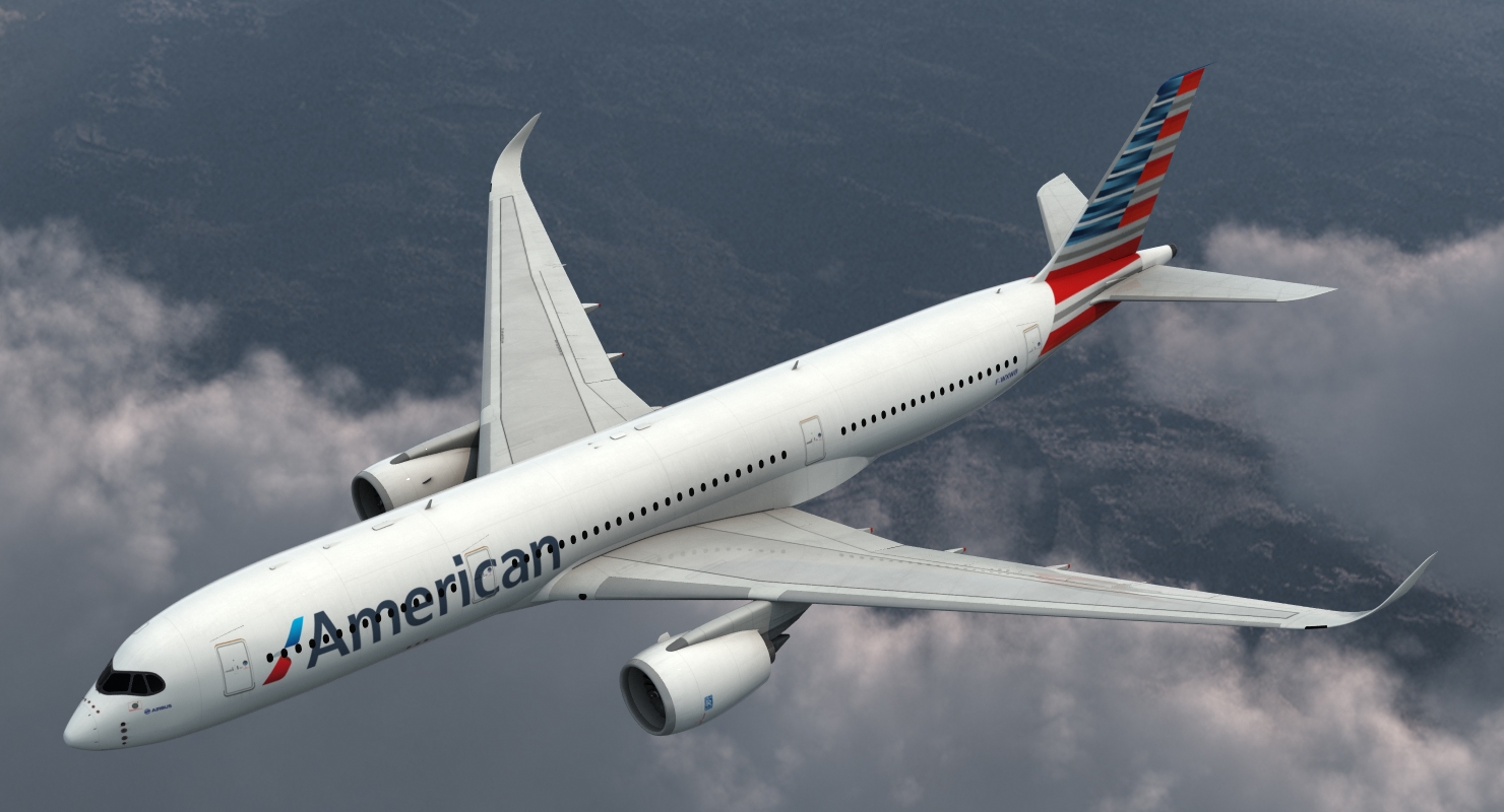 3D model Airbus A350 900 American Airlines Rigged