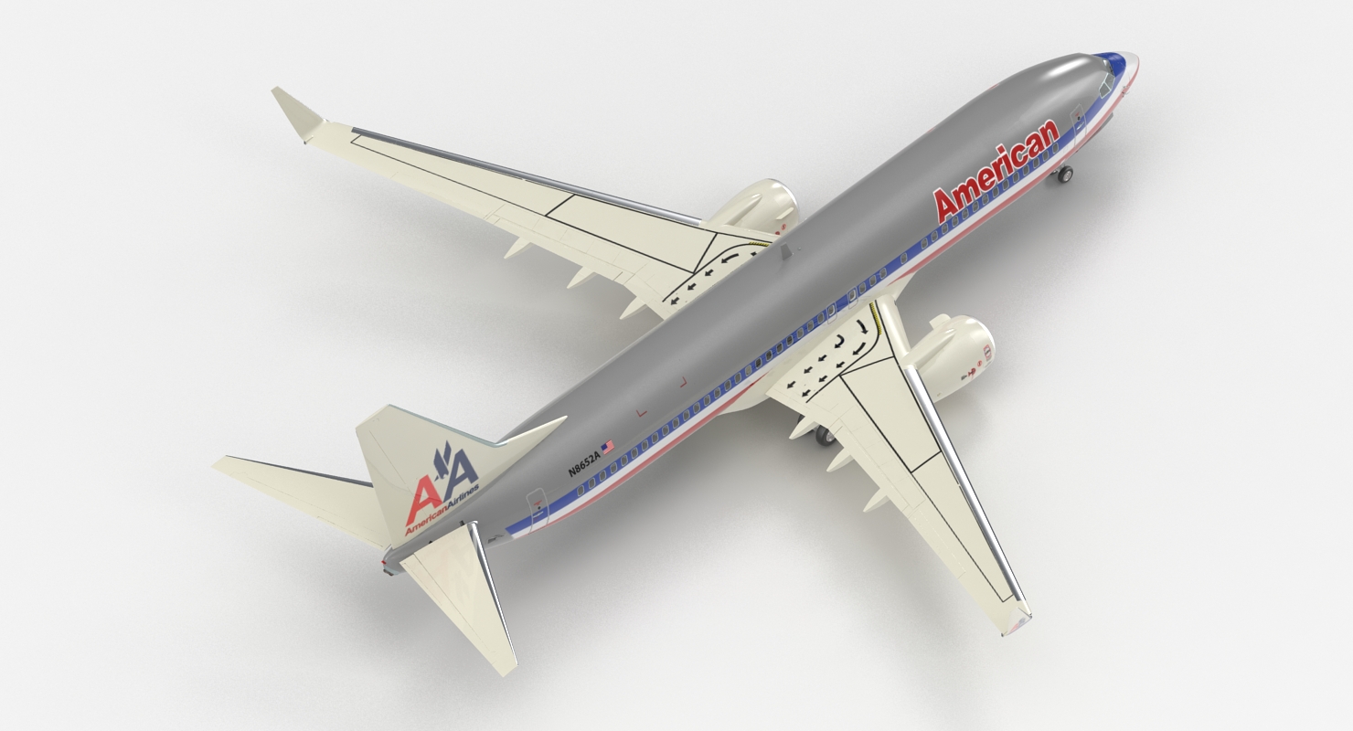 Boeing 737 800 American Airlines Rigged 3D model
