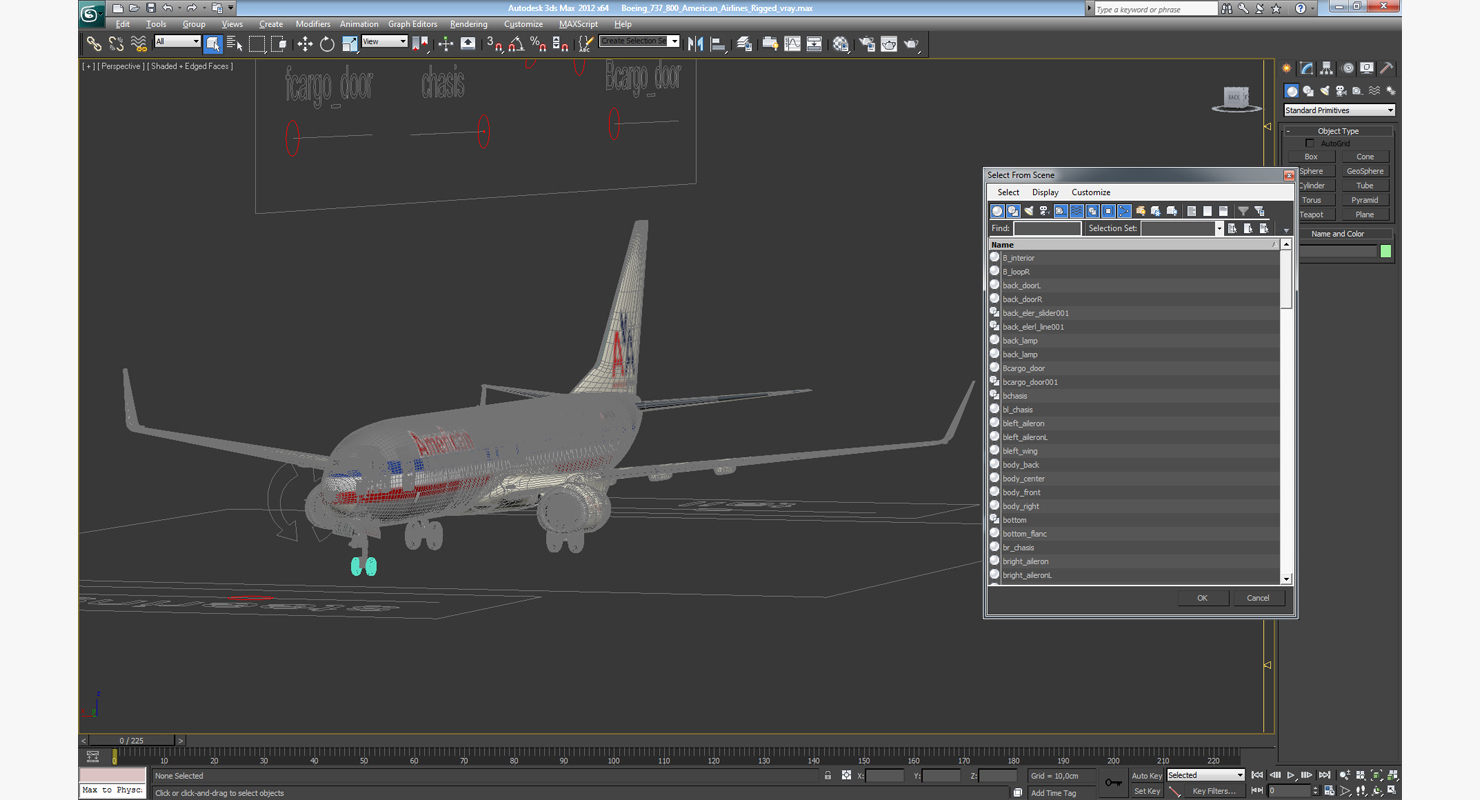 Boeing 737 800 American Airlines Rigged 3D model